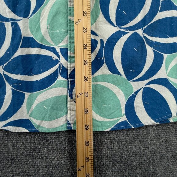 NWT J Crew Men Large Blue Geometric Beach Theme Short Sleeve Button Up Shirt - Picture 4 of 14